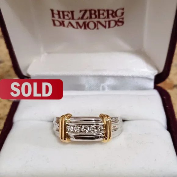 Men's 14K Gold with Diamonds Wedding Band - Picture 1 of 2